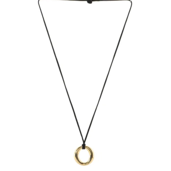 Tiffany & Co Estate ELSA PERETTI 18K Yellow Gold Sevillana Black Cord Necklace - Picture 3 of 4